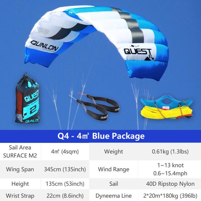 Kite de Tração para Iniciantes: Power Kite 2 Linhas, Ideal para Conjuntos Voadores de 2 a 4 m² em 9 km/h