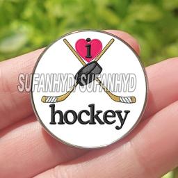 Aço inoxidável Eu amo o broche do hóquei para a trouxa, joia do esporte do campo para mulheres e homens, pinos populares - Image 6
