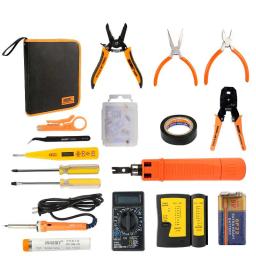 17-em-1 kit de ferramentas de reparo de rede conjunto de ferramentas de combinação eletricista caneta teste elétrico cromo ferro net alicates - Image 2