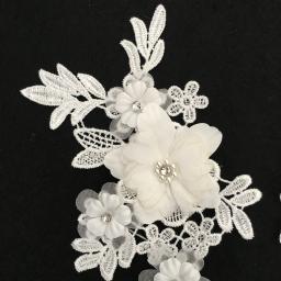 3D tridimensional flor decoração, pérola strass bordado, DIY vestuário artesanato suprimentos, preto e branco acessórios - Image 6