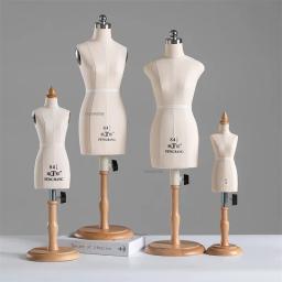 Mini Manequim De Costura De Madeira para Feminino, Tronco, Vestuário Corporal, Suprimentos De Costura, Pode Alfinete, Correia, Roupas Cortadas, 1/2, 1/3, 1/4 - Image 3