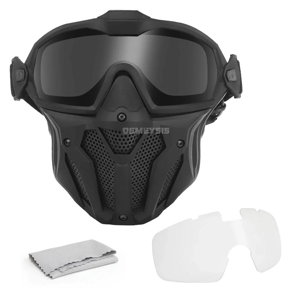 Máscara facial completa de airsoft com micro ventilador tático antiembaçante cs jogo máscara protetora wargame paintball máscaras - Image 1