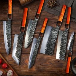 Conjunto de Facas Chef Forjado, Facas Japonesas Martelo, Kiritsuke Santoku Knife, Cleaver Salmon Sushi Knife, 90Cr18MoV - Image 2