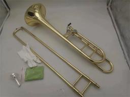 B Bb/F Trombone Tenor com Boquilha Case, lacado, banhado a ouro, instrumento musical profissional, alta qualidade - Image 2