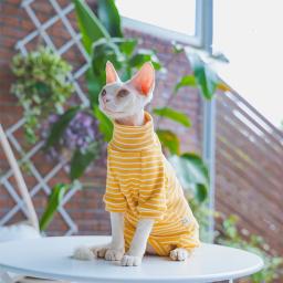 Macacão de algodão descascado para gatos, casaco de 4 pernas para Sphnx, camiseta de mangas compridas para gatinhos, Devon Rex, roupas de inverno - Image 4