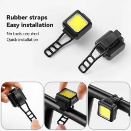 Mini bicicleta dianteira e cauda luz, Carregamento USB farol, Ciclismo luz de advertência, Lanterna LED - Image 6