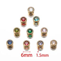 Stainless Steel Zircon Encantos para Fazer Jóias, Pingentes com Buraco, Colar, Pulseira, Brincos de Natal, DIY, 6mm, 10Pcs - Image 5