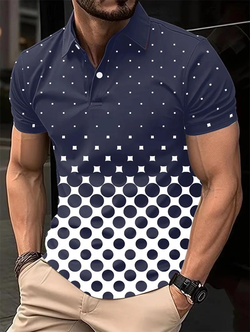 Camisa polo masculina de verão, ilusão óptica de golfe, impressão 3d, rua, manga curta, roupas de designer, camisas respiráveis - Image 1