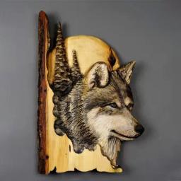 Pintado à mão Escultura de escultura em animais Artesanato de parede, Guaxinim de madeira Urso e veado, Decoração para casa, Presentes para sala, Novo - Image 2