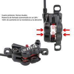 Meroca conjunto de freio hidráulico mtb de 4 pistões com capa protetora de silicone freio dianteiro e traseiro 800mm/1400mm freio a disco de bicicleta para mtb - Image 4