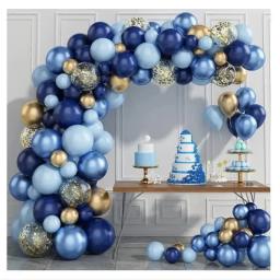 Balões Metálicos Azuis Kit Garland, Ouro Confetti Balão, Aniversário, Baby Shower, Decorações De Festa De Casamento, 72Pcs - Image 1