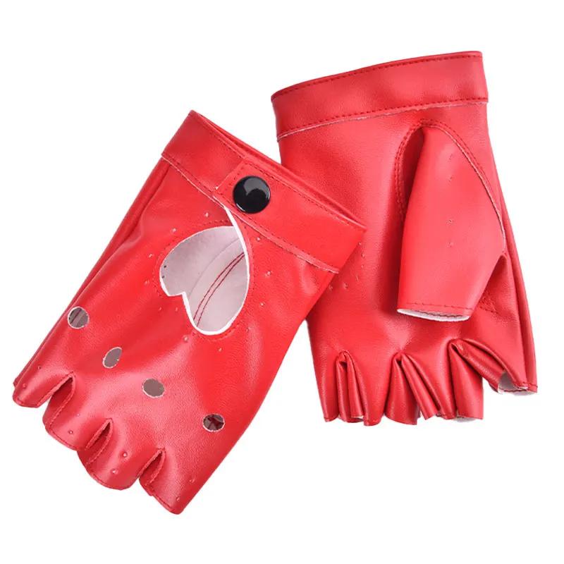 1 par punk curto luvas de couro sintético feminino metade dedo sem dedos luvas moda senhora bonito preto luvas - Image 1