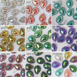 Multicolor Apontou Água Gota Em Forma De Resina, Flatback Applique, Pedras De Cristal, Ornamento Colorido AB, Jóias Artesanais - Image 5