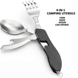 Conjunto utensílio de acampamento dobrável, faca multifuncional, garfo, combinação de colher, atividades ao ar livre, piquenique, viagens, esportes - Image 4