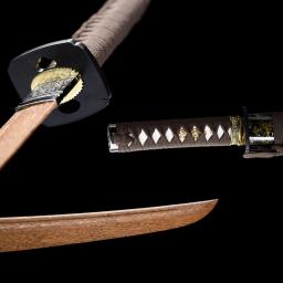 Alta qualidade espada de madeira dura, alta qualidade, tanto, wakizashi, treinamento, faca curta, flor do ouro, saya, ferro tsuba, acessórios do estágio - Image 6