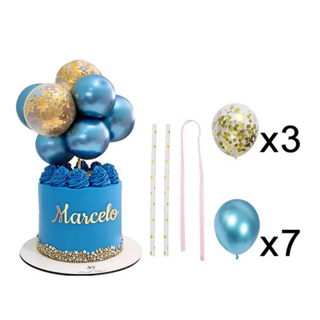 Conjunto Colorido de 10 Balões de Látex com Lantejoulas de Metal para Decoração de Festas, Aniversários e Casamentos
