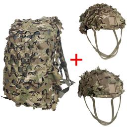 Mochila líquida de camuflagem 3D Kit de capa de capacete Corte a laser Malha de camuflagem para caça Airsoft Acessórios de capacete tático - Image 1