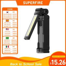 SUPERFIRE G16-S Luz de trabalho multifuncional LED + Lanterna COB 360 °   Com base magnética recarregável para tocha de pesca de reparo de carro - Image 1