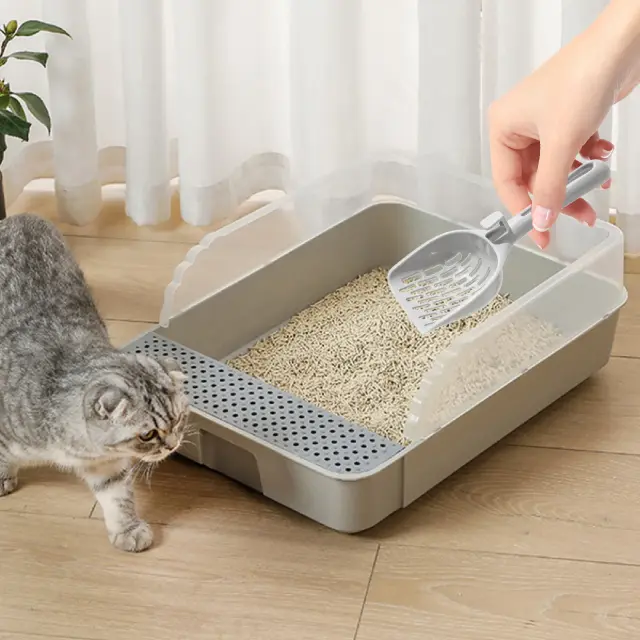 Pá Profunda para Areia de Gato com Punho Longo - Peneira Eficiente para Limpeza de Bandejas de Gato