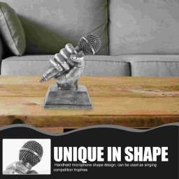 Troféu de música microfone escultura festa prêmio troféus alegria decoração vintage esportes mini para festas resina escritório estudante - Image 4