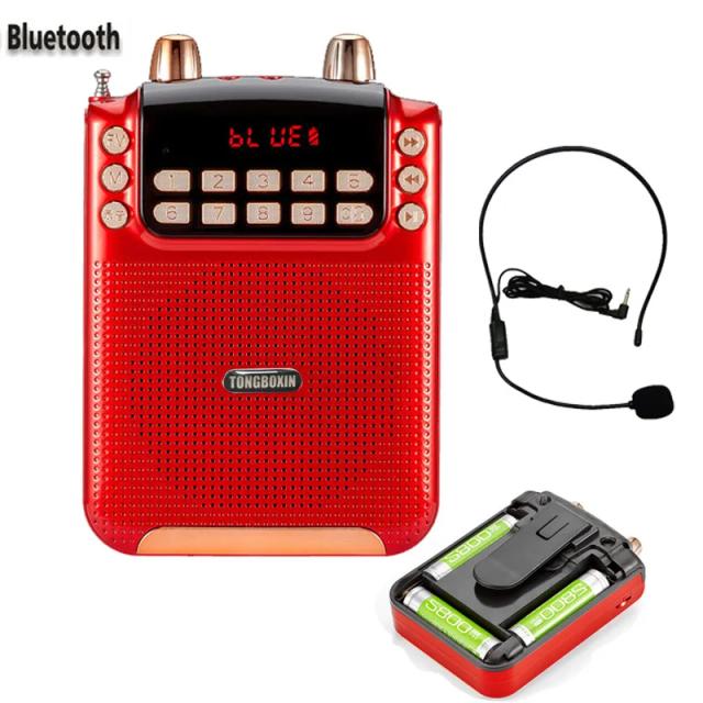 Alto-falante Bluetooth 10W com USB, gravação FM, megafone e bateria 18650 para guias de ensino