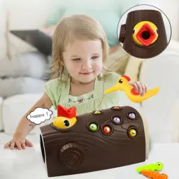 Montessori Toy for Children, Woodpecker Magnetic Catch, Worm Bugs, Small Birds, Feeding Game, Kids Early Educational Family Toys - Image 3