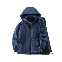 Impermeável leve masculino, quebra-vento 3-em-1jaqueta com capuz, quebra-vento 3-em-1para caminhadas e viagens, 2 peças, primavera e inverno - Image 2