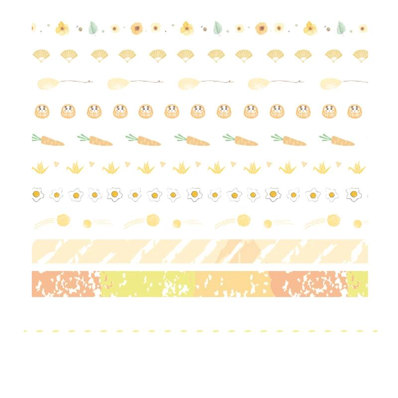 Fita decorativa Papel Washi, Fita Adesiva, Papelaria Japonesa, Suprimentos Kawaii Scrapbooking, Cor Verde e Rosa, 10 Pcs por Lote - Image 1
