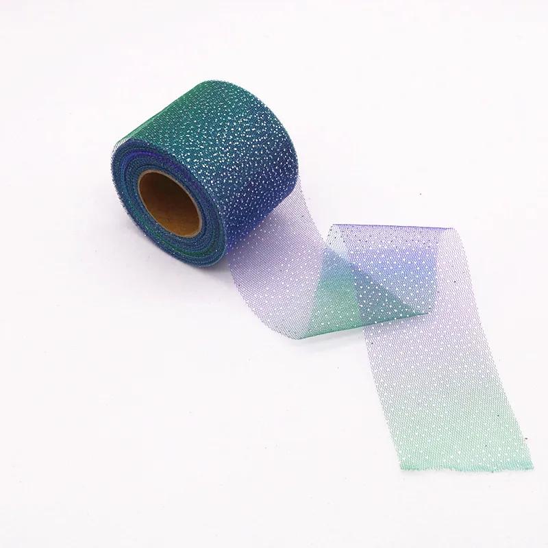 Arco-íris Gradiente Tule Fita Rolo, DIY Artesanato Artesanal, Ornamento De Cabelo, Decoração De Cozimento, Glitter Mesh, Suprimentos De Tecido, 6cm - Image 1