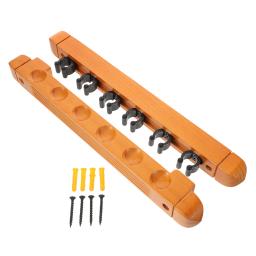 Suporte de parede para vara de bilhar, 2 peças, madeira sólida, rack de varas de piscina, 6 dicas, organizador de armazenamento, quartos, acessórios duráveis para vara de piscina - Image 5