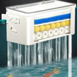 ABS Fishbowl Water Curtain Filter Box, Purificador de água superior, Low Water-Level, 3 em 1 - Image 1