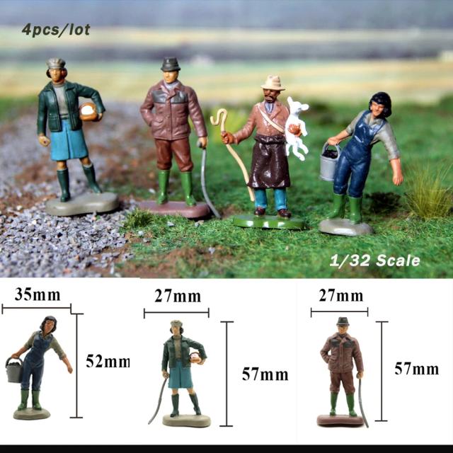 Figuras de Modelos para Diorama Fazenda - Conjunto de 4 Personagens Vilões em Escala 1:32 para Exibição em Mesa de Areia
