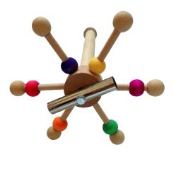 Brinquedo de forrageamento papagaio com bolas giratórias, carrinho de madeira interativo do pássaro, brinquedo colorido para pombinhos, produtos para animais de estimação - Image 5