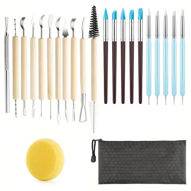 Kit Completo de Ferramentas para Esculturas em Argila e Cerâmica - Modelagem Profissional e Criativa