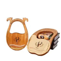 Madeira Mogno EQ Lyre Harpa, Instrumento Musical, 19 cordas com ferramenta de ajuste, Can Link Speaker, Captador elétrico, 16 cordas - Image 1