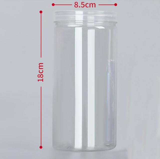 Garrafa Plástica Transparente com Selo Vazio para Armazenamento de Biscoitos e Alimentos, Balde Circular de Grau Alimentício, 1 Peça