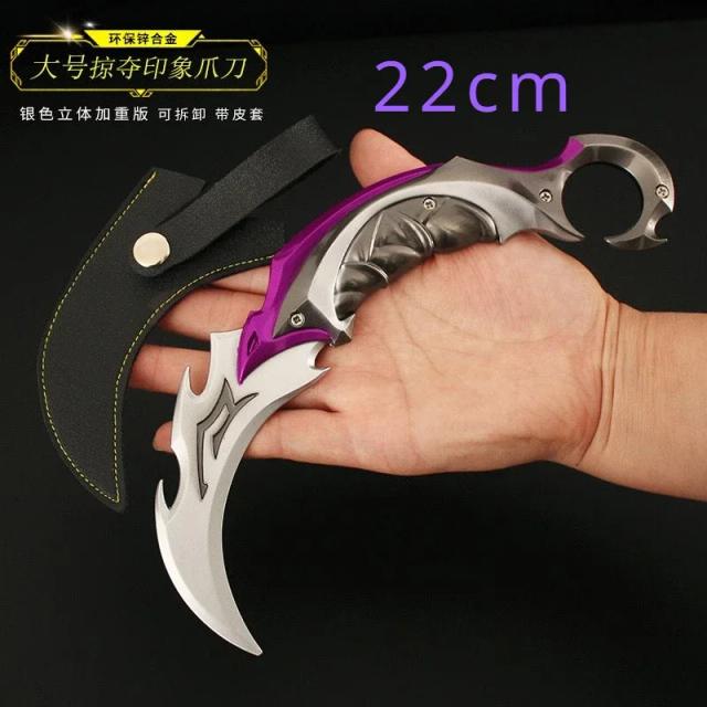 Faca Karambit Valorant Infantil com Ornamento Destacável - Espada de Metal Periférica para Brincadeiras, 22cm