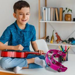 Mão manivela instrumentos musicais para adultos, Handheld ferro pandeiro percussão, roxo - Image 5
