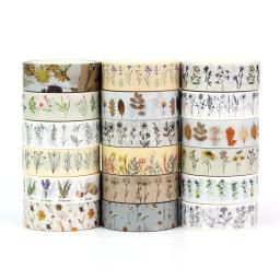 Novo 1pc 10m decoração flores prensadas folhas neutras conjunto de fita washi para scrapbooking diário fita adesiva bonito papelaria - Image 1