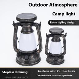Lâmpada portátil solar retro LED de bronze Luzes de acampamento ao ar livre USB portátil recarregável tenda de emergência luz de cavalo atmosfera - Image 6