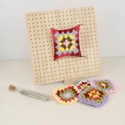 Kit de placa de bloqueio de crochê de bambu de madeira com pinos de haste de aço inoxidável para tricô de lã costura artesanato diy presentes práticos - Image 6