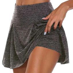 Verão feminino esportes tênis dança fitness saias curtas de secagem rápida sólida cintura alta acima do joelho dupla camada mini saias de golfe - Image 4