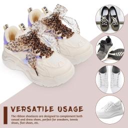 2 pçs cadarços de renda leopardo encantador sapato decoração acessório para bota cinta plana substituição tênis fita esportes chita tênis - Image 5