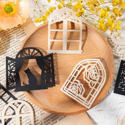 Journamm-Recorte Quadro Craft Paper, DIY Scrapbooking Materiais, Lixo Diário, Papelaria Colagem, Preto e Branco, Decoração, 16pcs por pacote - Image 4