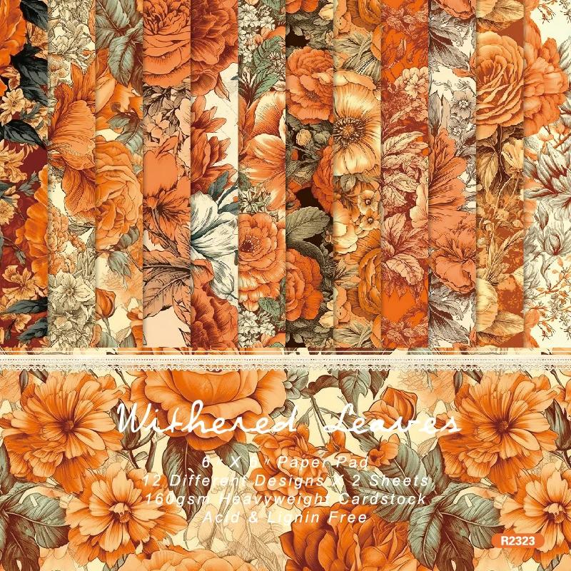Panalisa-Pacote De Papel De Scrapbooking Estampado Floral, Fundo Do Artesanato DIY, Estilo Laranja, 6 "x 6", 24 Folhas - Image 1