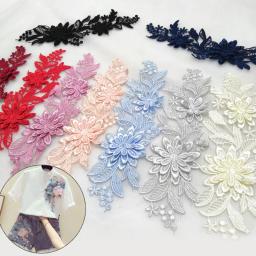 Bordados 3D Lace Guarnição Patches, Costurar Em Patch, Applique Flor, DIY Bordados, Roupas e Bolsa, Emblemas Acessórios, 1 Par - Image 2