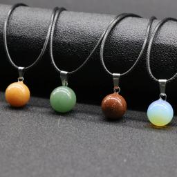 Pingentes De Pedra De Quartzo De Cristal para Colar DIY, Forma Redonda, Chakra De Cura, Bola De Pedras Preciosas, Encantos Para Fazer Jóias, 14mm - Image 2