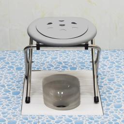 28ed portátil assento do toalete de aço inoxidável commode cadeira dobrável resistente para idosos mulher grávida removível prejudicado - Image 1