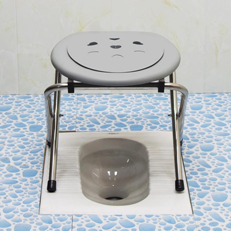 28ed portátil assento do toalete de aço inoxidável commode cadeira dobrável resistente para idosos mulher grávida removível prejudicado - Image 1