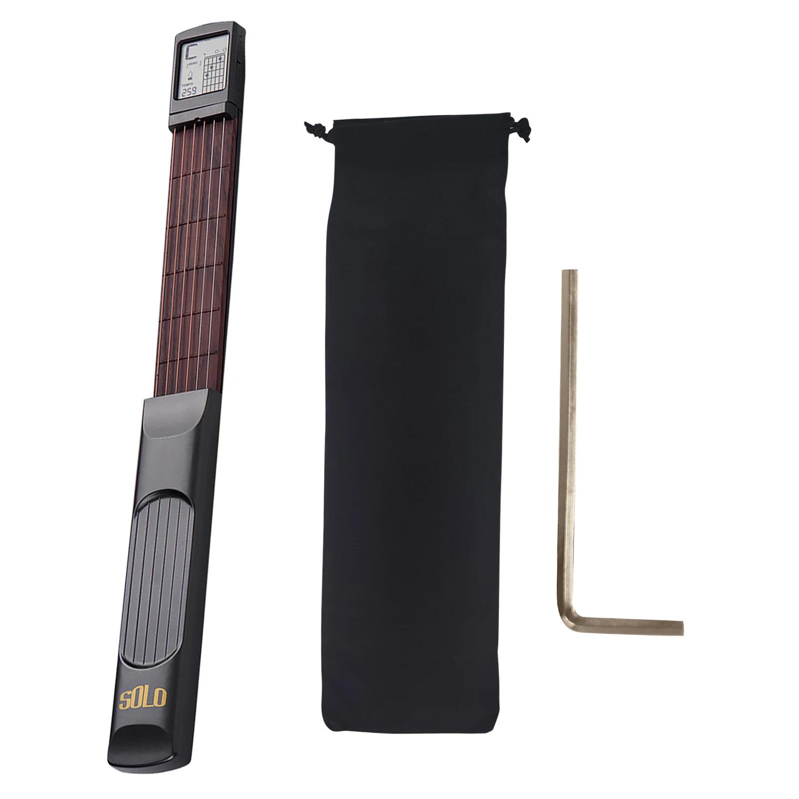 6 cordas Pocket Guitar Chord Trainer, Folk Guitar Practice Tool, 6 trversos com acordes rotativos, tela de gráfico para iniciantes - Image 1